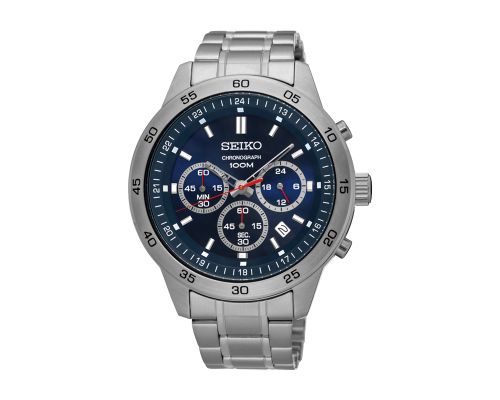 SEIKO Men's Hand Watch CHRONOGRAPH Stainless Band, Blue Dial SKS517P1