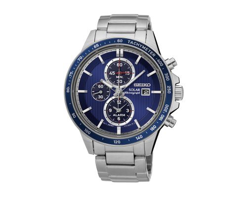 SEIKO Men's Hand Watch SOLAR Stainless Steel Band, Blue Dial SSC431P1