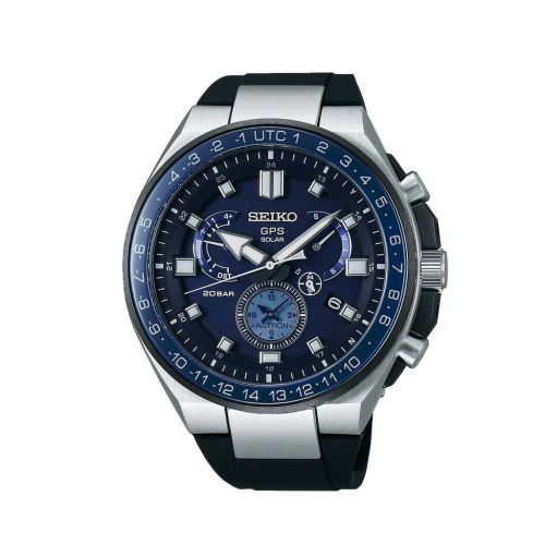 SEIKO Men's Hand Watch ASTRON Black Rubber Strap, Blue Dial SSE167J1