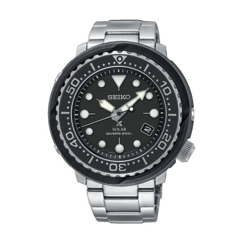 SEIKO Men's Watch PROSPEX Stainless Steel Band, Black Dial SNE497P1