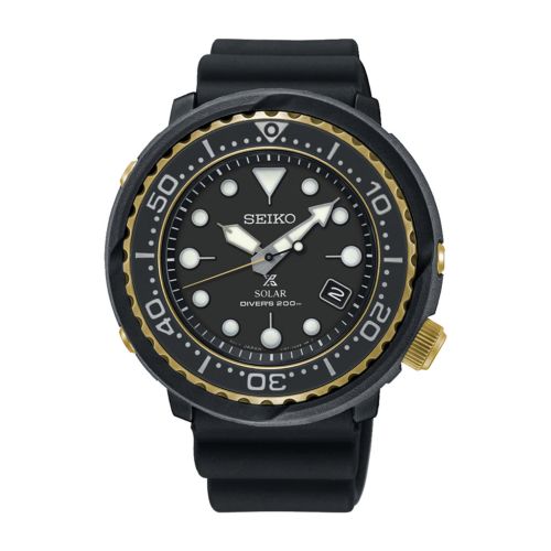 SEIKO Men's Watch PROSPEX Black Urethane Rubber Band, Black Dial SNE498P1