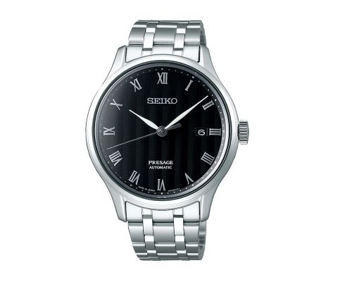 SEIKO Men's Hand Watch PRESAGE Stainless Band, Black Dial SRPC81J1