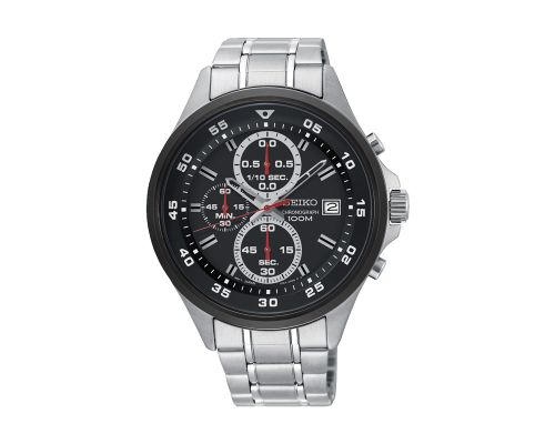 SEIKO Men's Hand Watch CHRONOGRAPH Stainless Band, Black Dial SKS633P1
