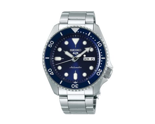 SEIKO Men's Hand Watch 5 SPORTS Stainless Band, Blue Dial SRPD51K1
