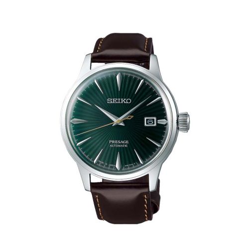 SEIKO Men's Hand Watch PRESAGE Brown Leather Band, Green Dial SRPD37J1