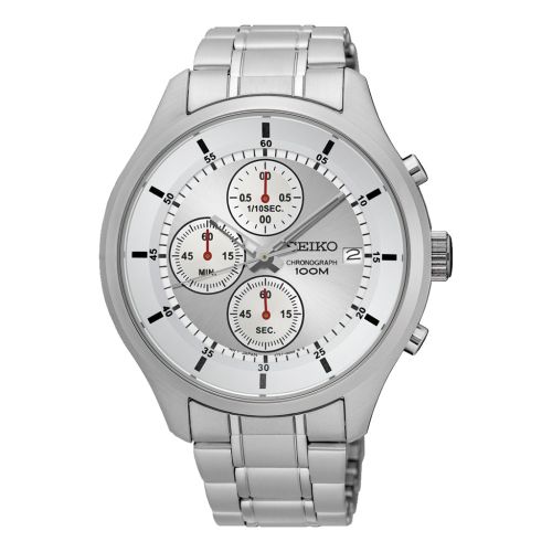 SEIKO Men's Hand Watch CHRONOGRAPH Stainless Band, White Dial SKS535P1