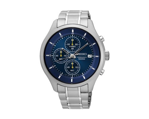 SEIKO Men's Hand Watch CHRONOGRAPH Stainless Band, Blue Dial SKS537P1