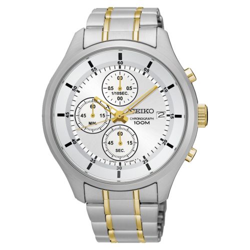 SEIKO Men's Hand Watch CHRONOGRAPH Stainless Band, White Dial SKS541P1