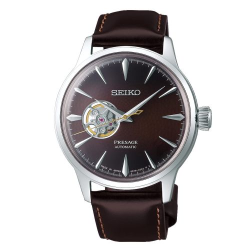 SEIKO Men's Hand Watch PRESAGE Brown Leather Band, Brown Dial SSA407J1