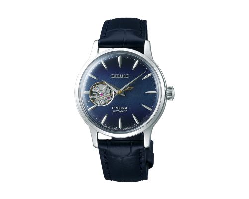 SEIKO Ladies' Hand Watch PRESAGE Blue Leather Band, Blue Dial SSA785J1
