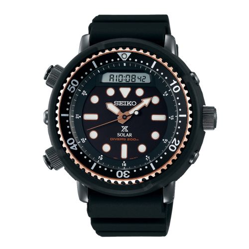 SEIKO Men's Hand Watch PROSPEX Black Rubber Strap, Black Dial SNJ028P1