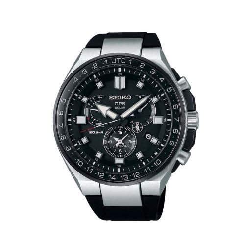 SEIKO Men's Watch ASTRON Black Rubber Strap, Black Dial SSE169J1