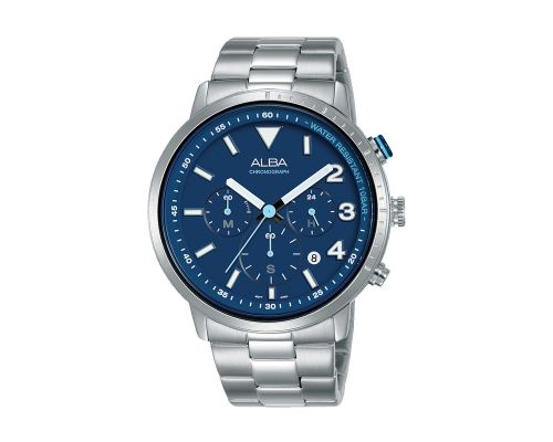 ALBA Men's Hand Watch FLAGSHIP Stainless Band, Blue Dial AT3F49X1