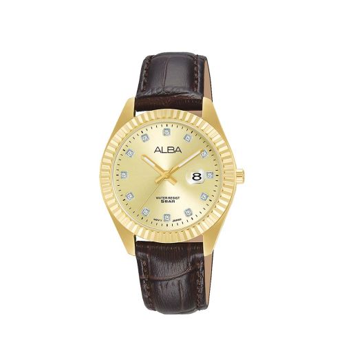 ALBA Ladies' Watch PRESTIGE Brown Leather Band, Champagne Dial AH7T56X1