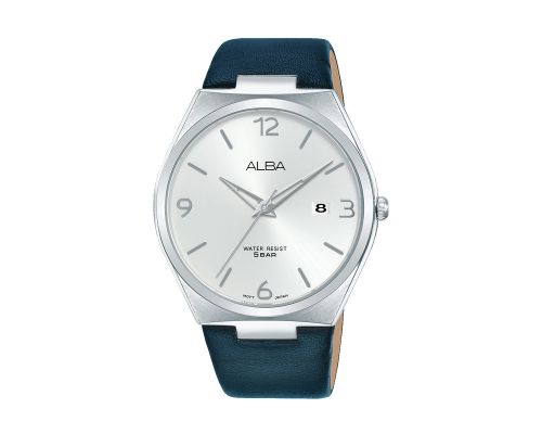 ALBA Men's Watch PRESTIGE Blue Leather Band, Silver Dial AS9H91X1