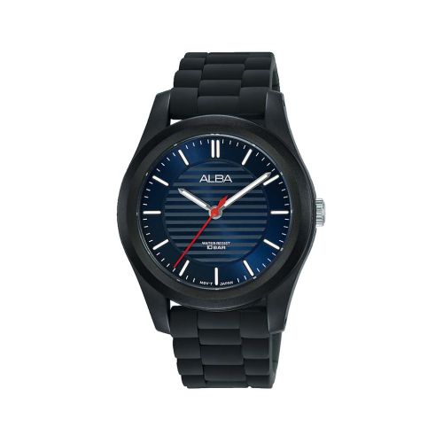 ALBA Ladies' Watch FASHION Black Silicone Strap , Blue Dial AG2025X1