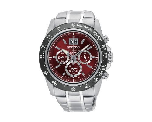 SEIKO Men's Hand Watch LORD Stainless Steel Band, Maroon Dial SPC243P1