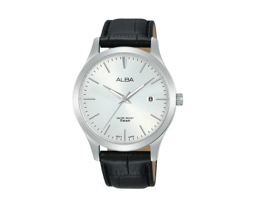 ALBA Men's Watch STANDARD Black Leather Band, Silver Dial AS9M39X1
