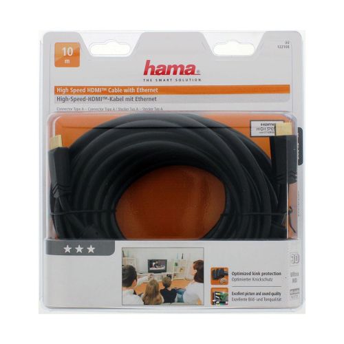 HAMA High Speed HDMI™ Cable, Plug-Plug, Ethernet, Gold-plated, 10m, Black HAMA122108