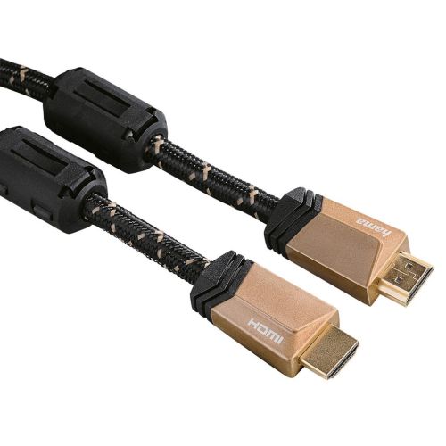 HAMA Premium HDMI™ Cable With Ethernet, Plug-Plug, Ferrite, Metal, 1.5m, Black x Gold HAMA122210