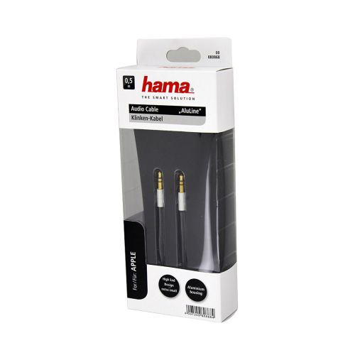 HAMA AluLine Connecting Cable, 3.5mm Jack, Plug-Plug, 0.5m, Black HAMA80868