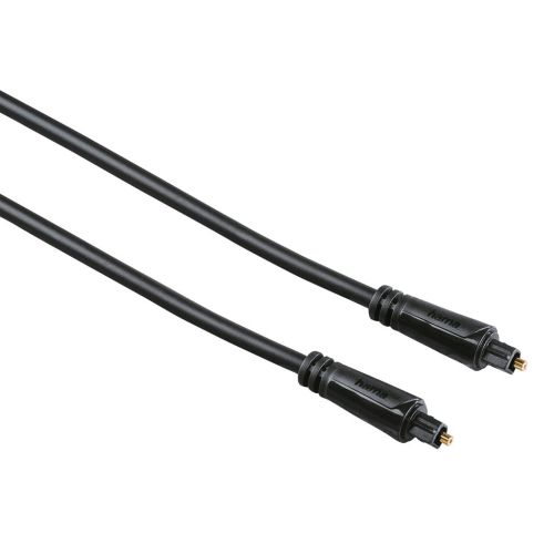 HAMA Audio Optical Fibre Cable, ODT Toslink Plug, Gold-plated, 1.5m, Black HAMA122256