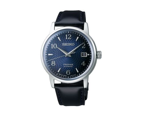 SEIKO Men's Hand Watch PRESAGE Blue Leather Band, Blue Dial SRPE43J1