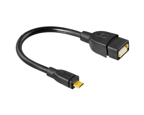 HAMA USB 2.0 OTG Adapter Cable, Micro Plug - A Socket, 0.15m, Black HAMA78426