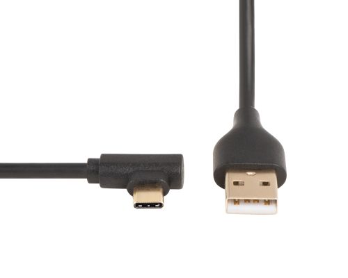 HAMA USB-C 2.0 Cable, 90° Angled Plug, Gold-plated, Twist-proof, 1m, Black HAMA135738