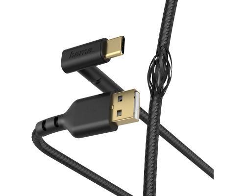 HAMA Stand Charging/Data Cable, USB-A - USB-C, 1.5m, Black HAMA187213