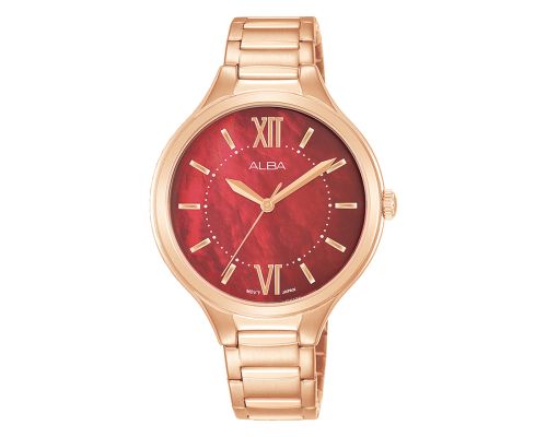 ALBA Ladies' Hand Watch FASHION Stainless Band, Red MOP Dial AH8884X1