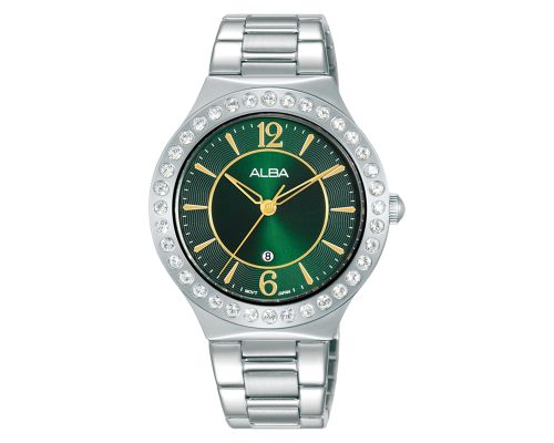 ALBA Ladies' Hand Watch FASHION Stainless Band, Green Dial AH7Z91X1
