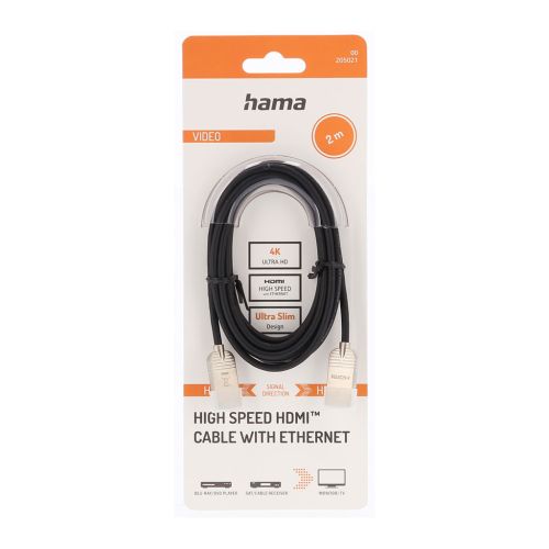 HAMA High Speed HDMI™ Cable Plug-Plug Ethernet Full Metal 2m Silver HAMA205021