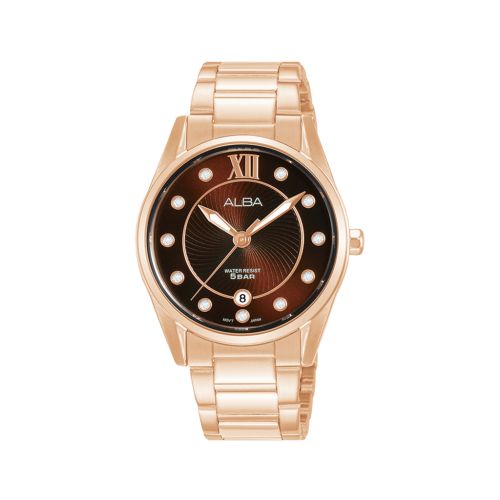 ALBA Ladies' Hand Watch FASHION Stainless Band Brown Dial AG8M58X1