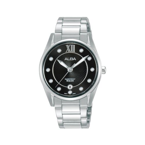 ALBA Ladies' Hand Watch FASHION Stainless Band Black Dial AG8M67X1