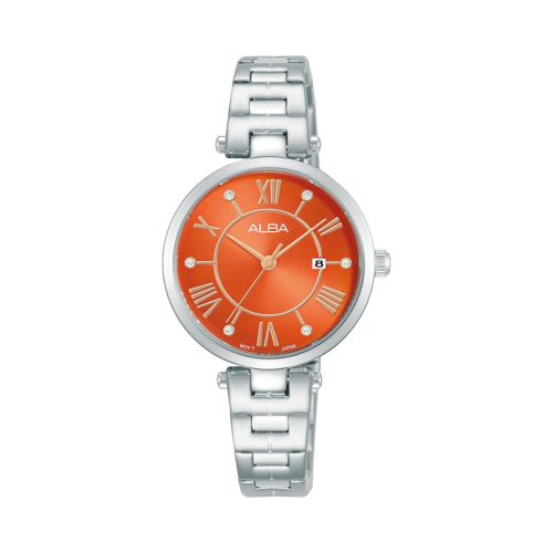ALBA Ladies' Hand Watch FASHION Stainless Band, Orange Dial AH7AN9X1