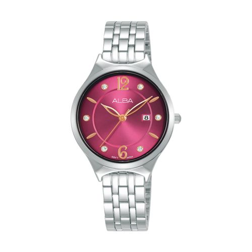 ALBA Ladies' Hand Watch FASHION Stainless Band Red Dial AH7AR3X1