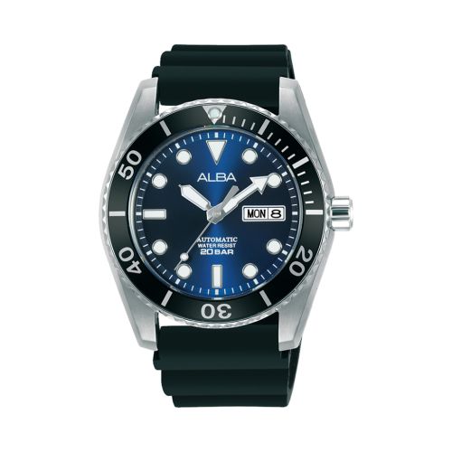 ALBA Men's Hand Watch ACTIVE Black Silicone Strap Blue Dial AL4299X1