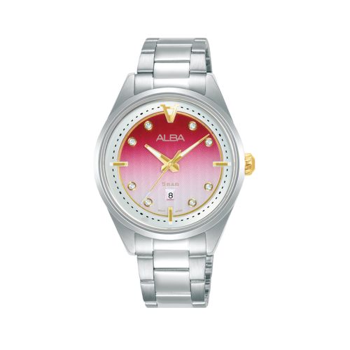 ALBA Ladies' Hand Watch FLAGSHIP Stainless Band, Red x White Dial AH7AX9X1