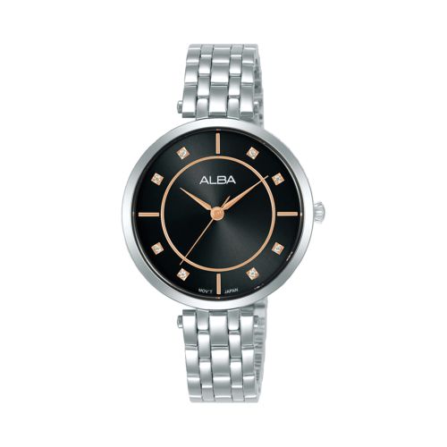 ALBA Ladies' Hand Watch FASHION Stainless Band, Black Dial ARX081X1