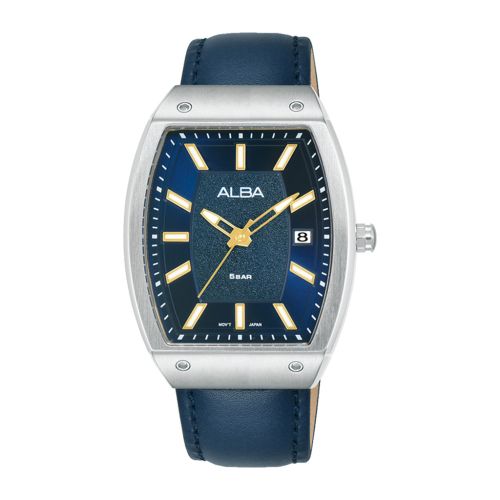 ALBA Men's Hand Watch ACTIVE Blue Leather Strap, Blue Dial AG8N21X1