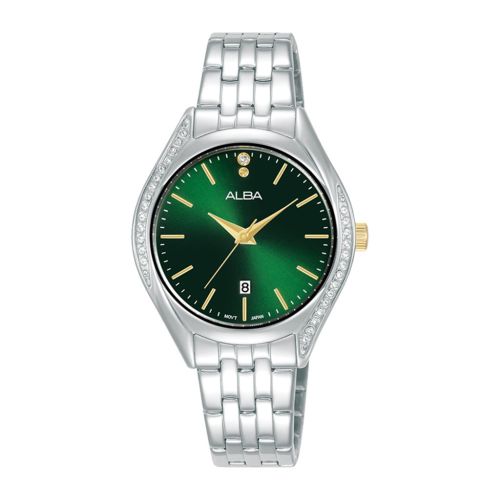 ALBA Ladies' Hand Watch FASHION Stainless Band Green Dial AH7BT5X1
