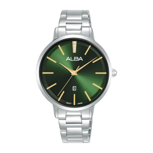 ALBA Ladies' Hand Watch FASHION Stainless Band, Green Dial AH7CD3X1