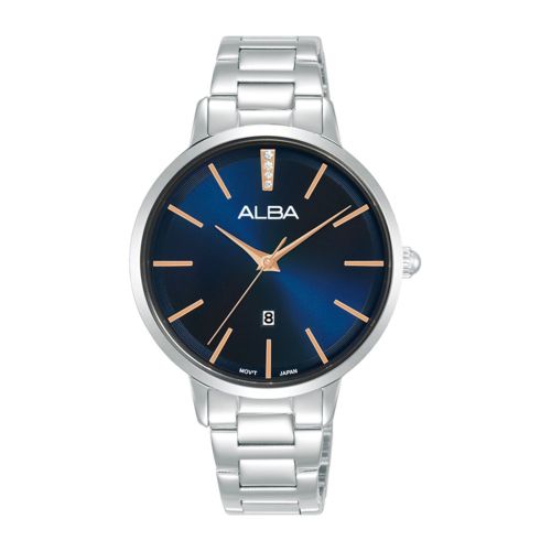 ALBA Ladies' Hand Watch FASHION Stainless Band, Blue Dial AH7CD5X1