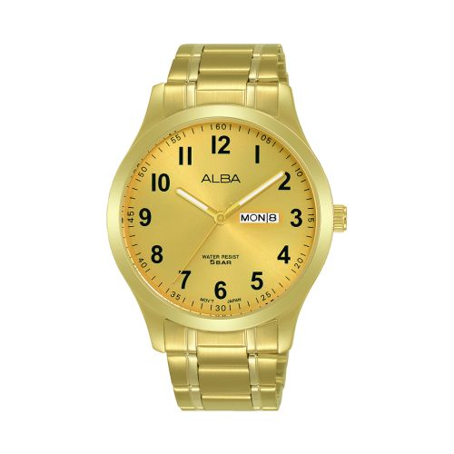 ALBA Men's Hand Watch STANDARD Stainless Bracelet, Gold Dial AJ6170X1