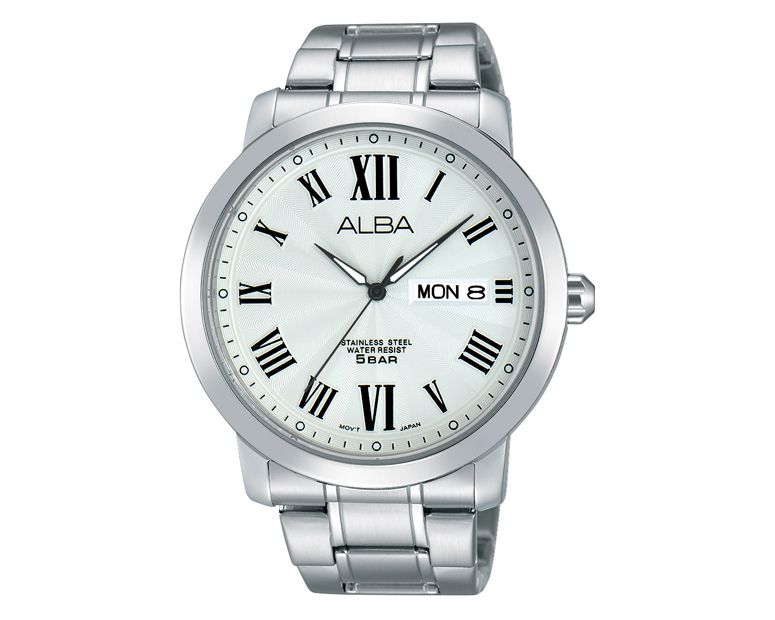 ALBA Men's Hand Watch PRESTIGE Stainless Steel Bracelet and Silver Patterned Dial AT2019X1