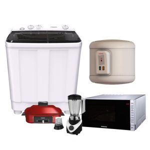 TORNADO Bundle : Washing Machine TWH-Z12DNE-W(BK) + Water Heater EHA-35TSM-F + Microwave TMD-25GE-S + Electric Blender NBL500/1 + Electric Grill TMG-370