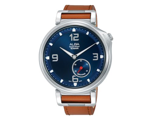 ALBA Men's Watch FLAGSHIP Brown Leather Strap , Blue Dial AN4063X1