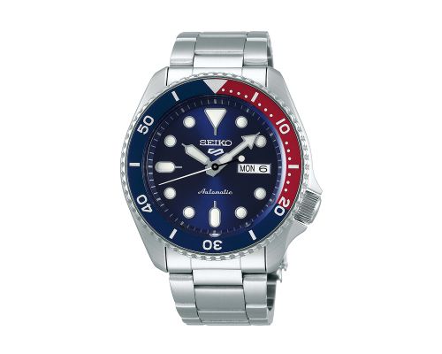 SEIKO Men's Hand Watch 5 SPORTS Stainless Band, Blue Dial SRPD53K1
