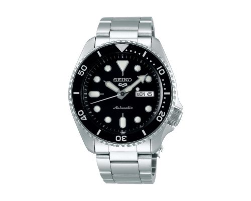 SEIKO Men's Hand Watch 5 SPORTS Stainless Band, Black Dial SRPD55K1